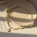 Pearl Necklace with Moonstone in Gold