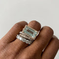Vintage Silver Turquoise Glass Ring Set