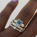 Vintage Blue Crystal Ring Set