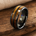 Rustic Wood Inlay Midnight Ring