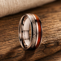 Rustic Wood Inlay Men's Ring