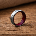 Silver & Red Leather Ring