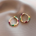 Elegant Earrings with Enamel in Gold