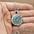 Vintage Mandala Necklace Round Blue