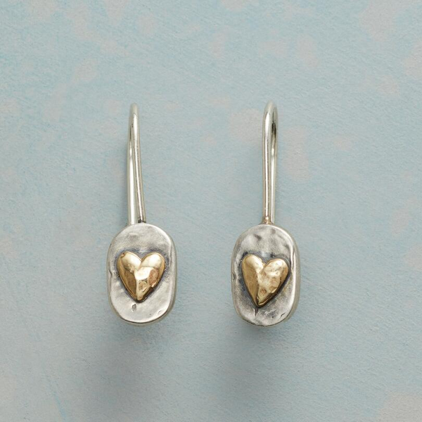 Vintage Gold Inlaid Heart Earrings