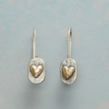 Golden Heart Silver Earrings