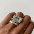 Vintage Silver Turquoise Glass Ring Set