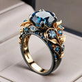Azure Bloom Crystal Flower Ring